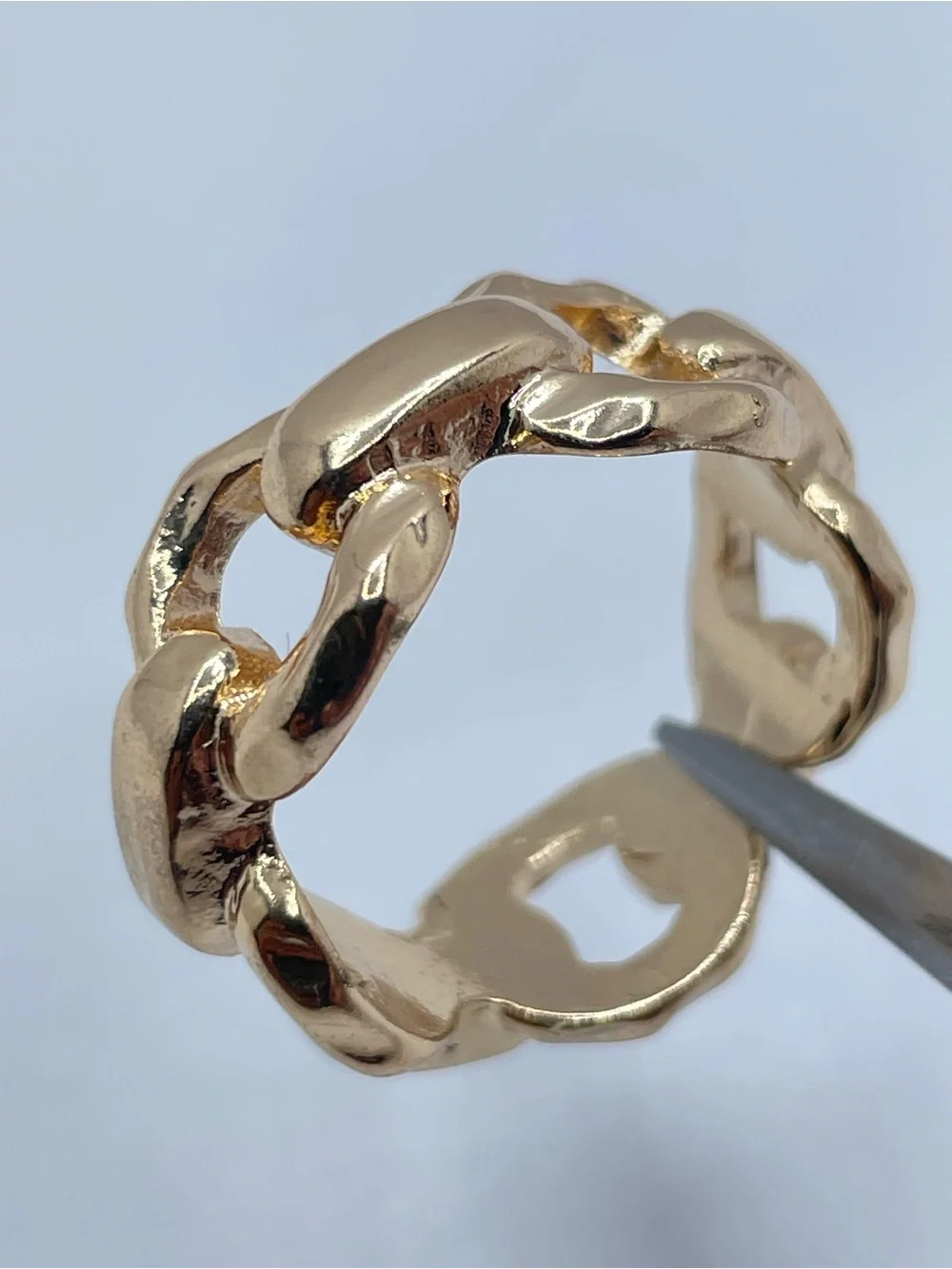 Gold Tone Chunky Chain Link Ring Bold Statement Fashion